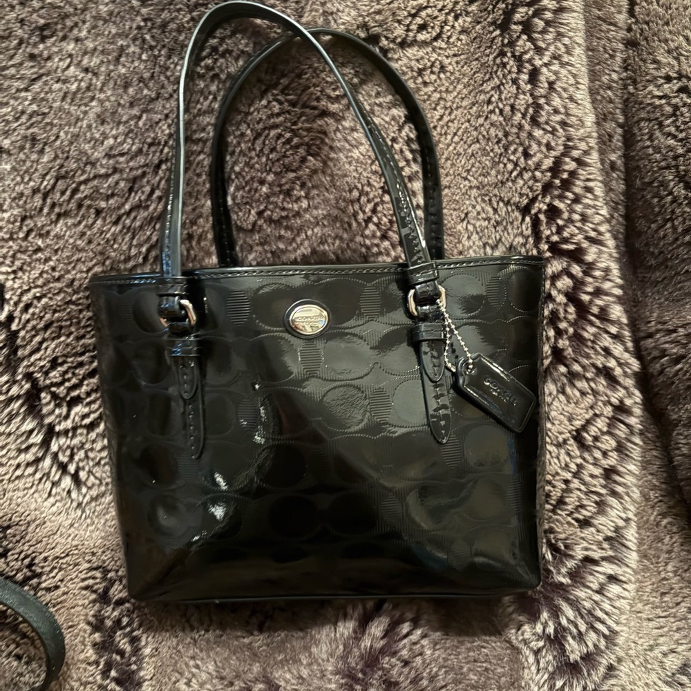 Coach Black Patent petite tote